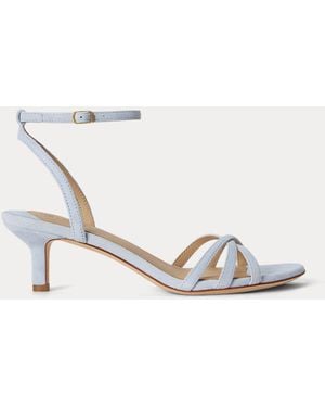 Ralph Lauren Kendyl Kitten-Heel Suede Sandal - Blue