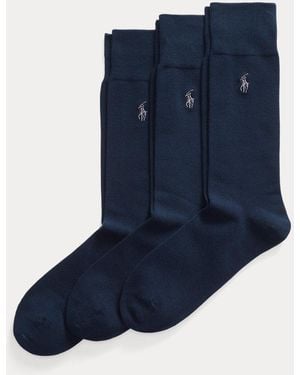 Polo Ralph Lauren Cotton-Blend Trouser Sock 3-Pack - Blue
