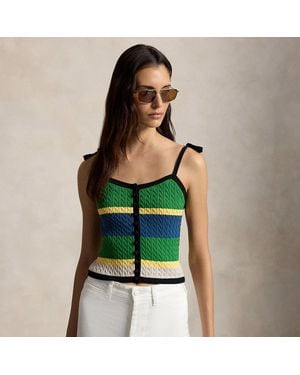 Polo Ralph Lauren Colour-Blocked Cable-Knit Tank Top - Green
