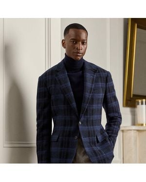 Ralph Lauren Kent Hand-Tailored Plaid Wool Sport Coat - Blue