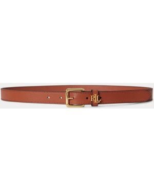 Ralph Lauren Logo-Keeper Skinny Leather Belt - Pink