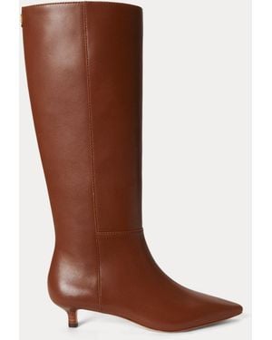 Ralph Lauren Francesca Calfskin Tall Boot Heel - Brown