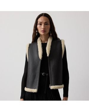 Ralph Lauren Tamlin Wool Shearling Waistcoat - Black
