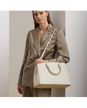 Ralph Lauren Ralph Lauren Crosshatch Leather Large Hanna Satchel - Natural