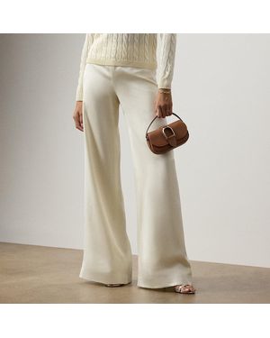 Ralph Lauren Daria Washed Satin Wide-Leg Pant - Natural