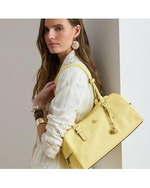 Ralph Lauren Leather Large Marcy Zip Satchel - Yellow