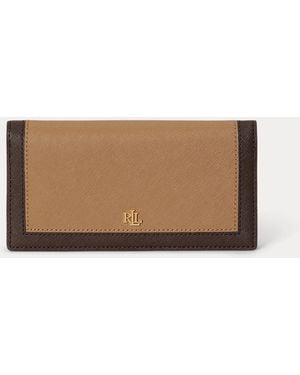 Ralph Lauren Crosshatch Leather Slim Wallet - Brown
