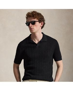 Ralph Lauren Linen Johnny-Collar Sweater - Black