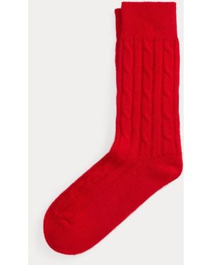 Ralph Lauren Cable-Knit Wool-Blend Socks - Red