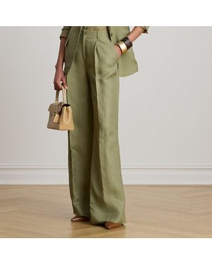 Ralph Lauren Linen-Blend Twill Wide-Leg Pant - Green
