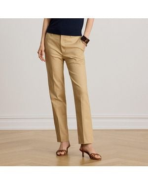 Ralph Lauren Cotton Slim Straight Trousers - Natural