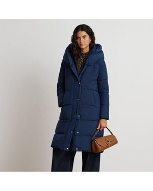 Ralph Lauren Oversize-Collar Quilted Down Coat - Blue