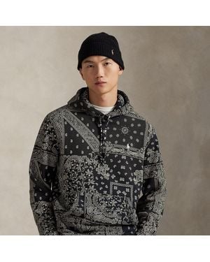 Polo Ralph Lauren Bandanna-Print Fleece Hoodie - Gray
