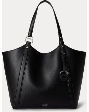 Ralph Lauren Bolso Tote Tasha Grande De Piel De Napa - Negro