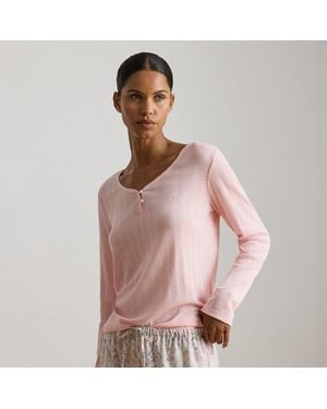Ralph Lauren Paisley Cotton-Blend Henley Pyjama Set - Pink