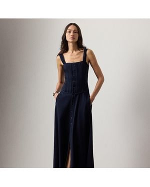 Ralph Lauren Sophee Cotton-Blend Sleeveless Day Dress - Blue