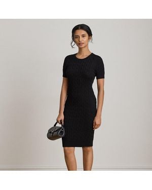 Ralph Lauren Cable-Knit Short-Sleeve Jumper Dress - Black
