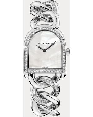Ralph Lauren Petite-Link Steel Diamond Stirrup Watch - Metallic