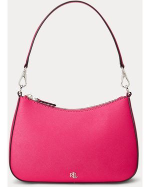 Ralph Lauren Crosshatch Leather Medium Danni Bag - Pink