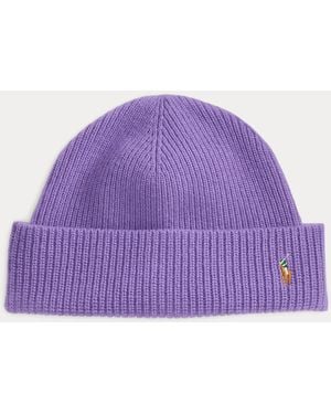 Ralph Lauren Signature Pony Wool-Blend Beanie - Purple