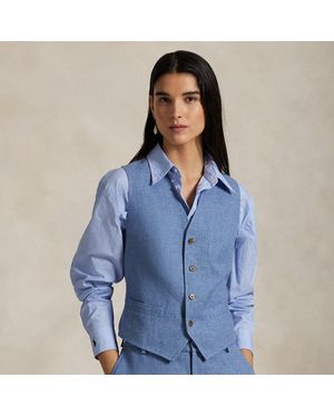 Polo Ralph Lauren Linen-Cotton Twill Waistcoat - Blue