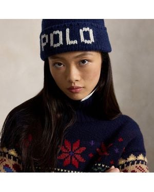 Ralph Lauren Logo Tassel Wool Beanie - Blue