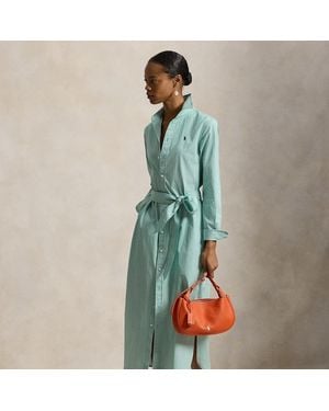 Polo Ralph Lauren Belted Striped Cotton Shirtdress - Green