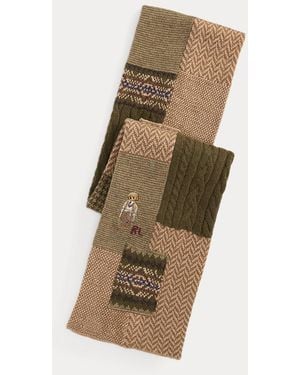 Ralph Lauren Polo Bear Patchwork Wool-Blend Scarf - Brown