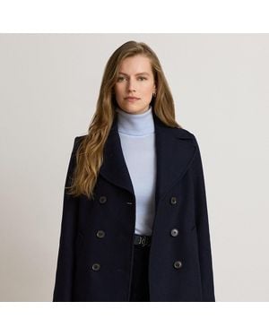 Ralph Lauren Double-Breasted Wool-Blend Cropped Coat - Blue