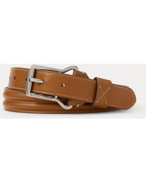 Ralph Lauren Channel-Quilted Calfskin Belt - Brown