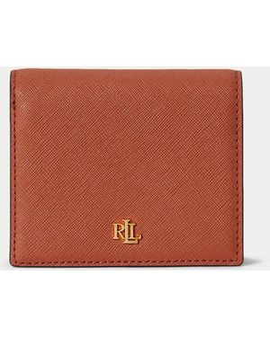 Ralph Lauren Compact Crosshatch Leather Wallet - Purple