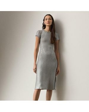 Ralph Lauren Ribgebreide Jurk Met Folieprint - Grijs