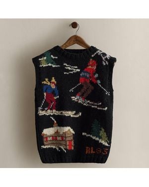 Ralph Lauren 1983 Intarsia-Knit Sweater Vest - Black