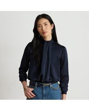 Ralph Lauren Blusa in charmeuse di raso con pieghe - Nero