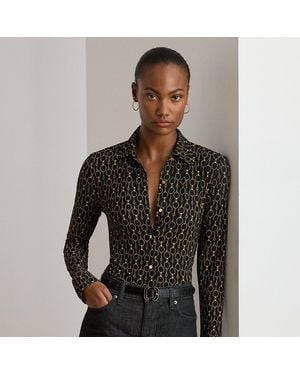 Ralph Lauren Ralph Lauren Slim Fit Chain-Print Jersey Shirt - Black