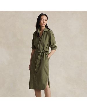Polo Ralph Lauren Belted Cotton Oxford Shirtdress - Green