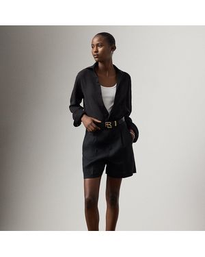 Ralph Lauren Tracy Pleated Linen Short - Black