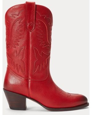 Polo Ralph Lauren Stivali da cowboy in pelle - Rosso