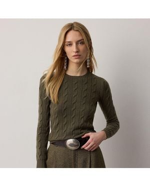 Ralph Lauren Kaschmir-Rundhalspullover Mit Zopfmuster - Grün