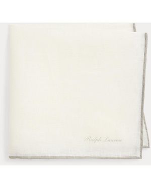 Ralph Lauren Tipped Linen Pocket Square - White