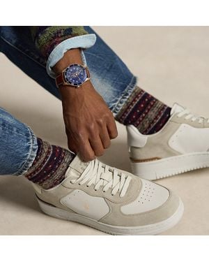 Polo Ralph Lauren Masters Court Leather-Suede Trainer - Natural
