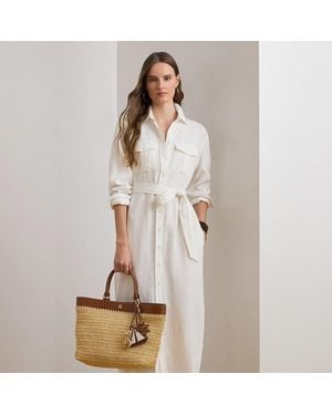 Ralph Lauren Belted Linen Midi Shirtdress - Natural