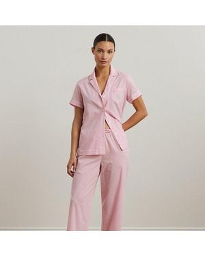 Ralph Lauren Gingham Lawn Cropped Sleep Set - Pink
