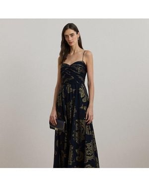 Ralph Lauren Mouwloze Chiffon Jurk Met Paisleyprint - Zwart