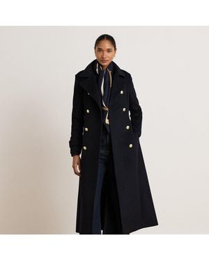 Ralph Lauren Abrigo Con Cuello Embudo Y Cinturón - Azul
