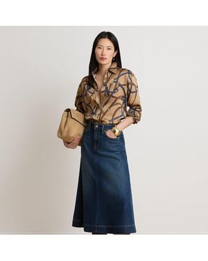 Ralph Lauren Denim A-Line Midi Skirt - Blue