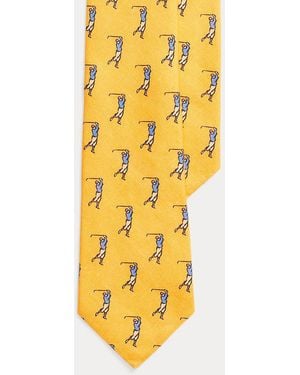 Polo Ralph Lauren Leinenkrawatte Mit Golfspielerdruck - Gelb