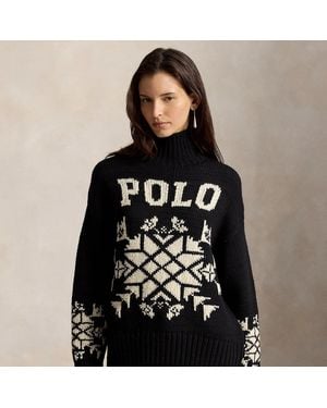 Polo Ralph Lauren Woll-Rollkragenpullover Mit Schneeflocke - Schwarz
