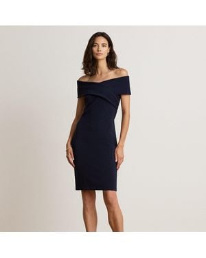Ralph Lauren Faille Off-The-Shoulder Cocktail Dress - Blue