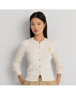Ralph Lauren Kabelgebreid Katoenen Vest - Wit